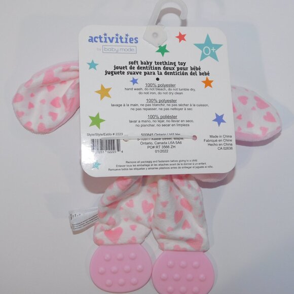 Activities Baby Mode Pink Bunny hearts Teether Baby lovey Security Blanket NEW - Picture 4 of 4
